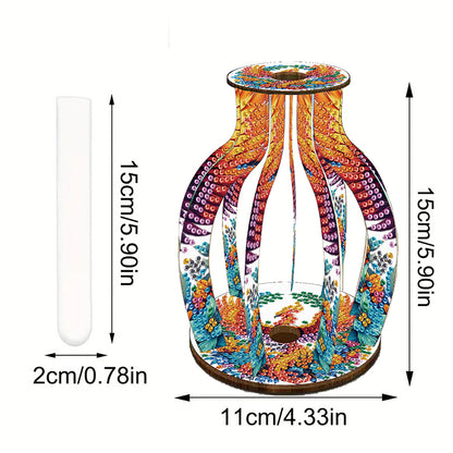 Acrylic Wood Diamond Painting Flower Vase 5D DIY Diamond Art Vase for Home Decor