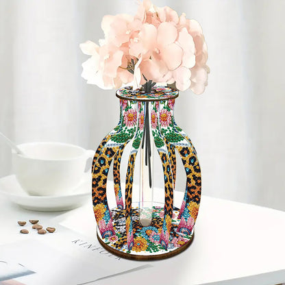 Acrylic Wood Diamond Painting Flower Vase 5D DIY Diamond Art Vase for Home Decor