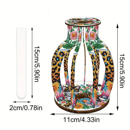 Acrylic Wood Diamond Painting Flower Vase 5D DIY Diamond Art Vase for Home Decor