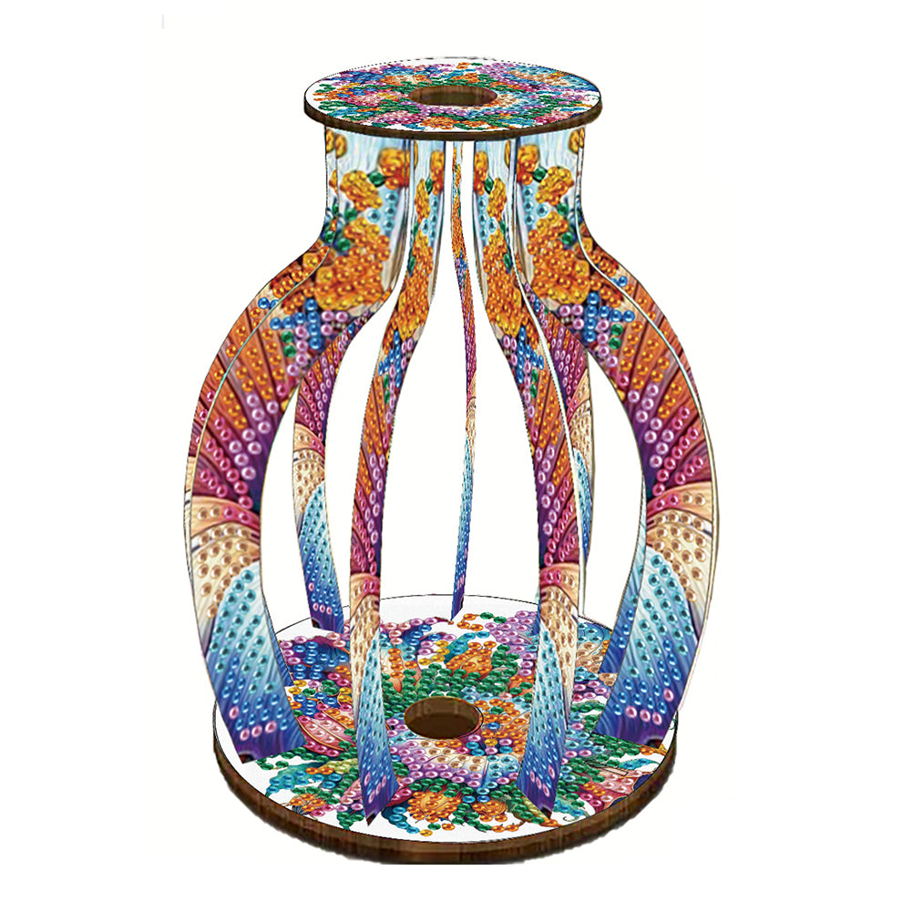 Acrylic Wood Diamond Painting Flower Vase 5D DIY Diamond Art Vase for Home Decor