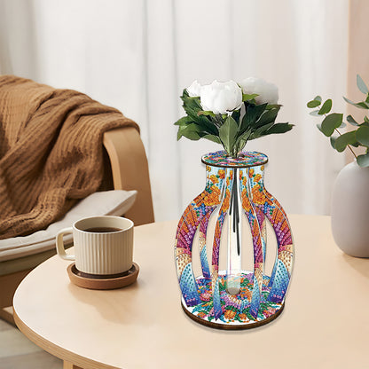 Acrylic Wood Diamond Painting Flower Vase 5D DIY Diamond Art Vase for Home Decor