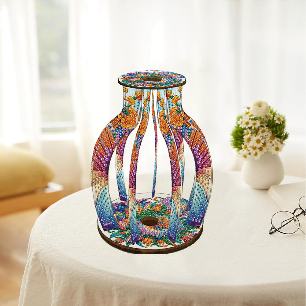 Acrylic Wood Diamond Painting Flower Vase 5D DIY Diamond Art Vase for Home Decor