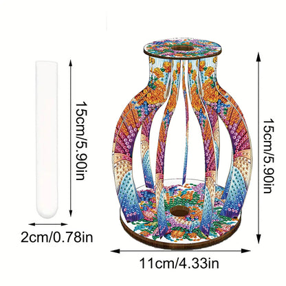 Acrylic Wood Diamond Painting Flower Vase 5D DIY Diamond Art Vase for Home Decor