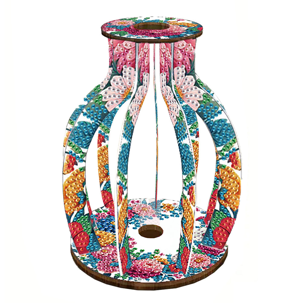 Acrylic Wood Diamond Painting Flower Vase 5D DIY Diamond Art Vase for Home Decor