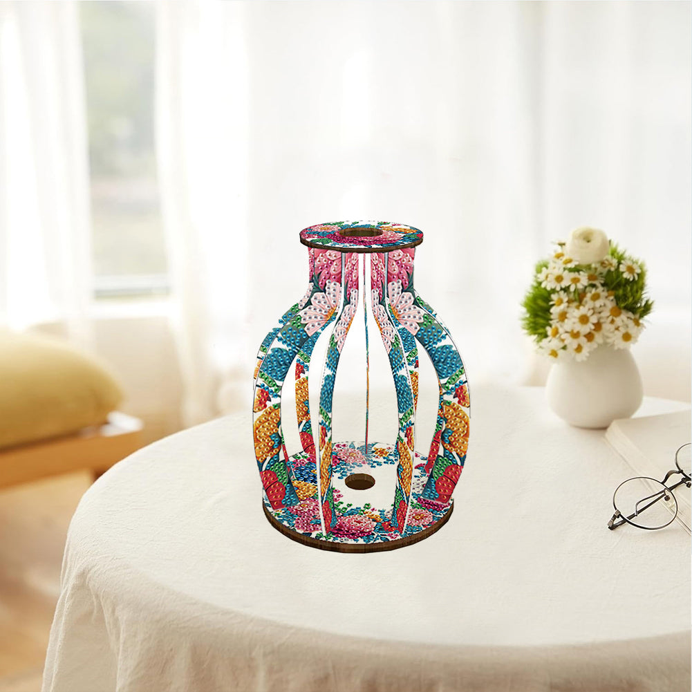 Acrylic Wood Diamond Painting Flower Vase 5D DIY Diamond Art Vase for Home Decor