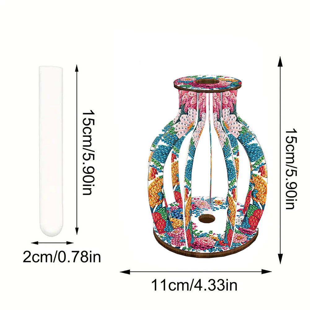 Acrylic Wood Diamond Painting Flower Vase 5D DIY Diamond Art Vase for Home Decor
