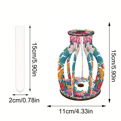 Acrylic Wood Diamond Painting Flower Vase 5D DIY Diamond Art Vase for Home Decor