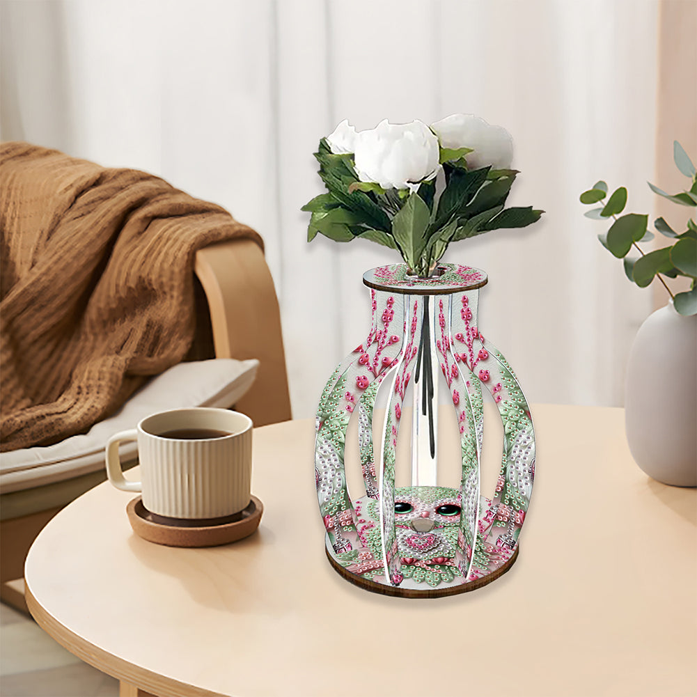 Acrylic Wood Diamond Painting Flower Vase 5D DIY Diamond Art Vase for Home Decor