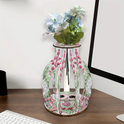 Acrylic Wood Diamond Painting Flower Vase 5D DIY Diamond Art Vase for Home Decor