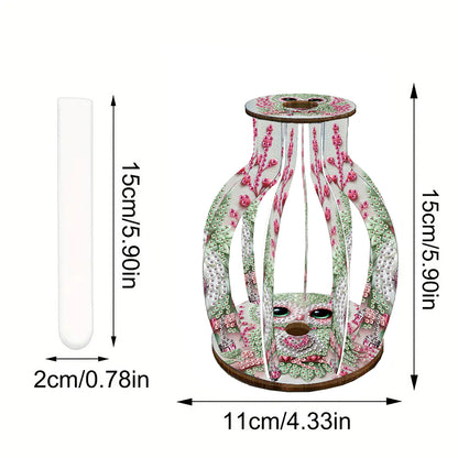Acrylic Wood Diamond Painting Flower Vase 5D DIY Diamond Art Vase for Home Decor