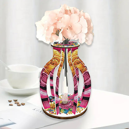 Acrylic Wood Diamond Painting Flower Vase 5D DIY Diamond Art Vase for Home Decor