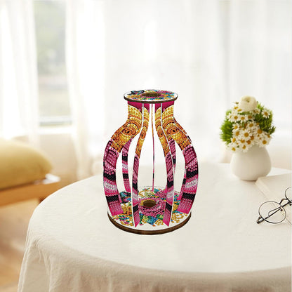 Acrylic Wood Diamond Painting Flower Vase 5D DIY Diamond Art Vase for Home Decor
