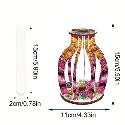Acrylic Wood Diamond Painting Flower Vase 5D DIY Diamond Art Vase for Home Decor