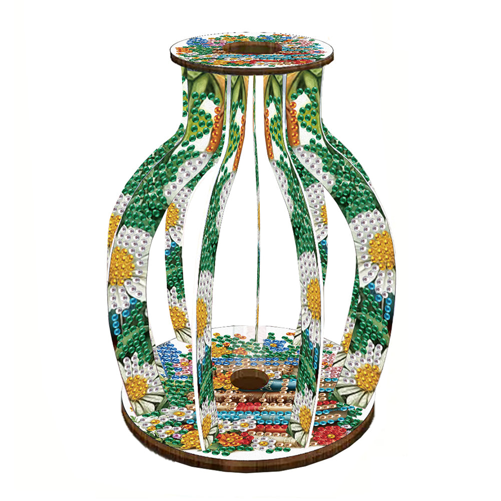 Acrylic Wood Diamond Painting Flower Vase 5D DIY Diamond Art Vase for Home Decor