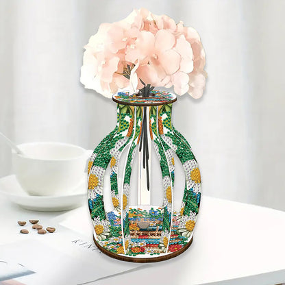 Acrylic Wood Diamond Painting Flower Vase 5D DIY Diamond Art Vase for Home Decor