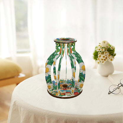Acrylic Wood Diamond Painting Flower Vase 5D DIY Diamond Art Vase for Home Decor