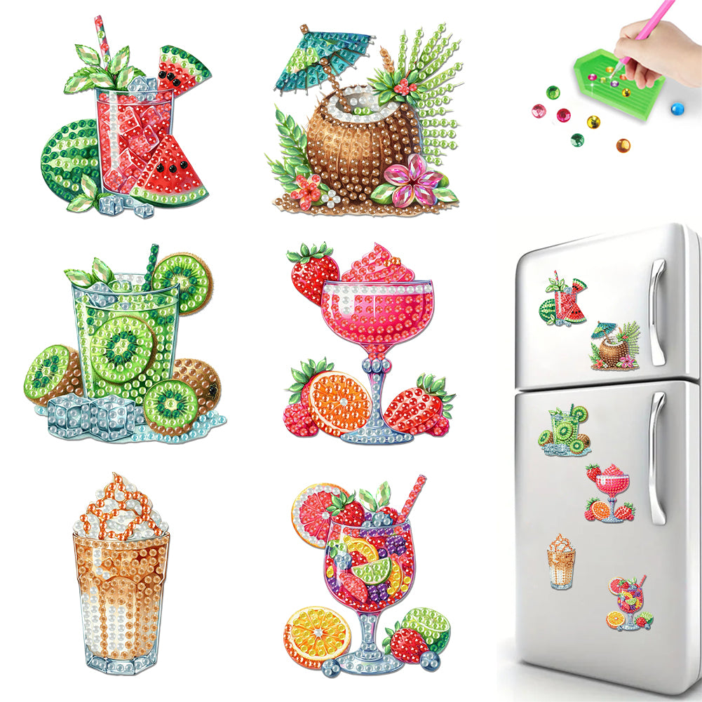6Pcs Acrylic Animals Diamond Painting Refrigerator Magnet for Fridge Whiteboards