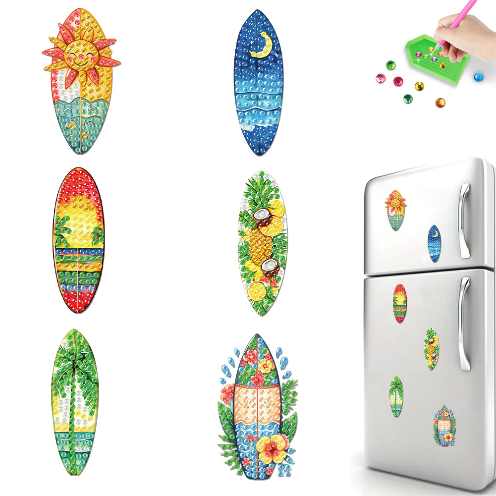 6Pcs Acrylic Animals Diamond Painting Refrigerator Magnet for Fridge Whiteboards