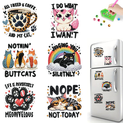 6Pcs Acrylic Animals Diamond Painting Refrigerator Magnet for Fridge Whiteboards