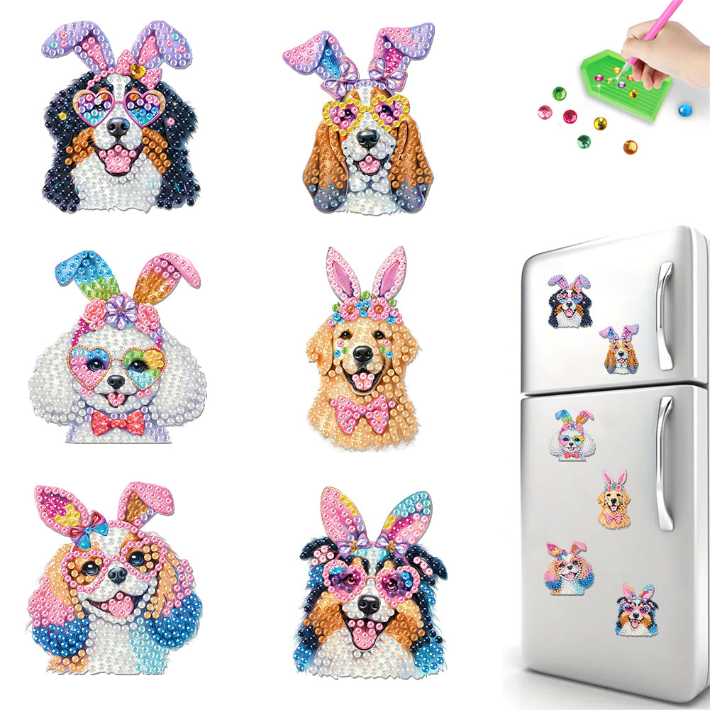 6Pcs Acrylic Animals Diamond Painting Refrigerator Magnet for Fridge Whiteboards