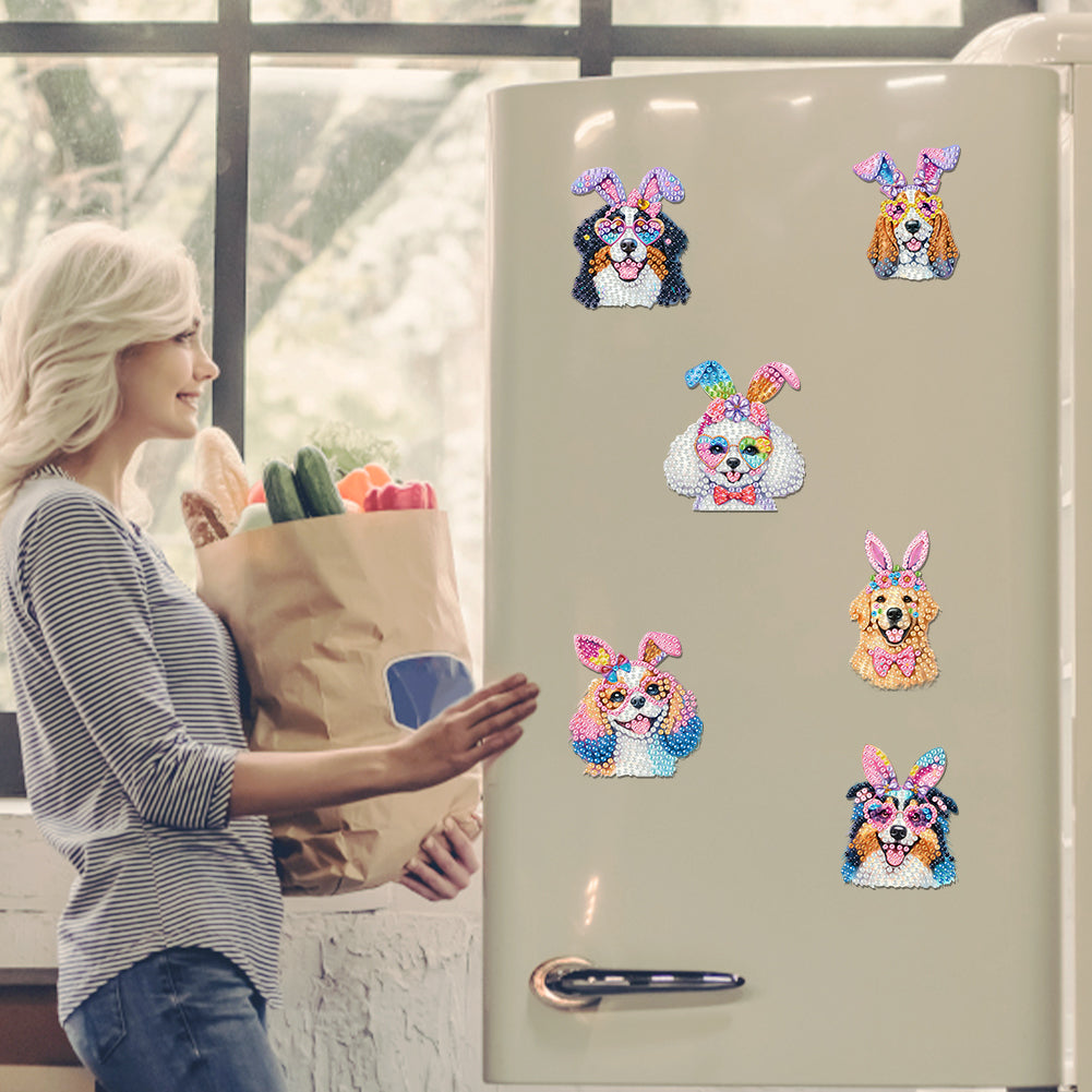 6Pcs Acrylic Animals Diamond Painting Refrigerator Magnet for Fridge Whiteboards