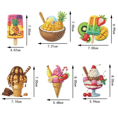 6Pcs Acrylic Animals Diamond Painting Refrigerator Magnet for Fridge Whiteboards