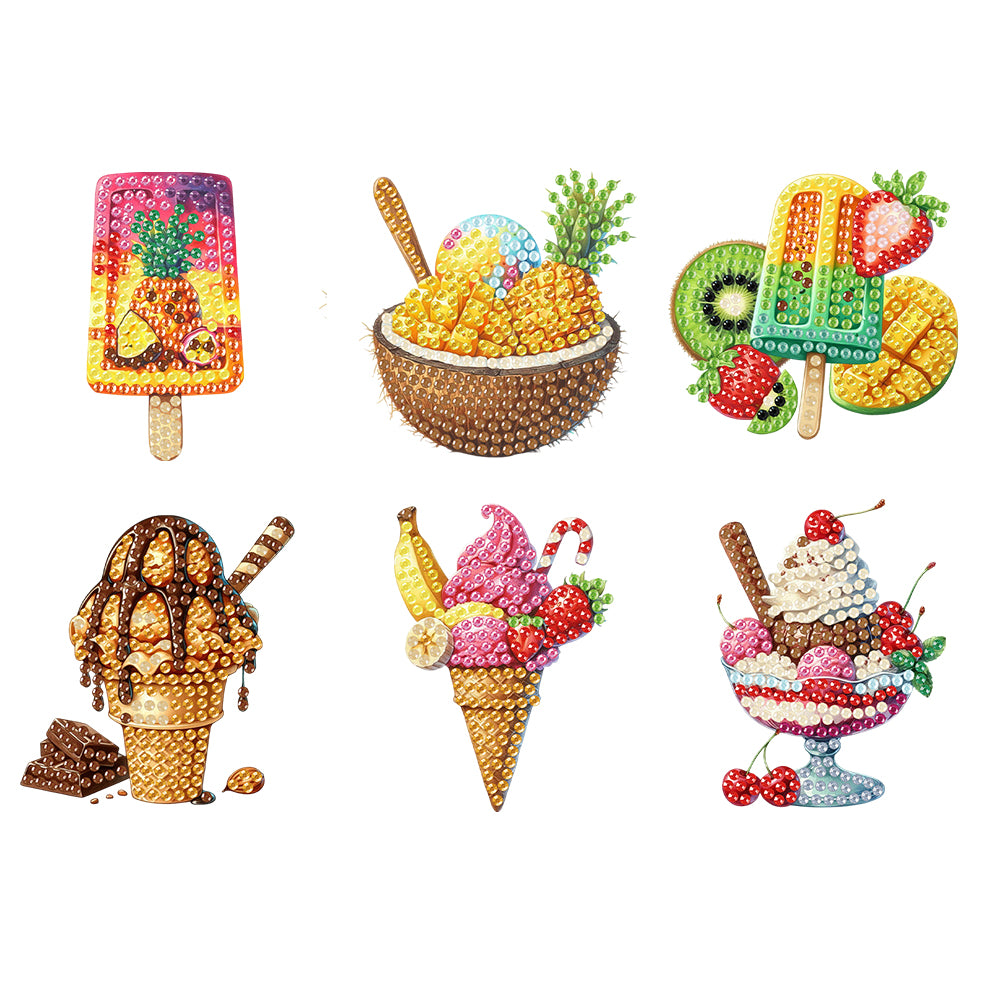 6Pcs Acrylic Animals Diamond Painting Refrigerator Magnet for Fridge Whiteboards