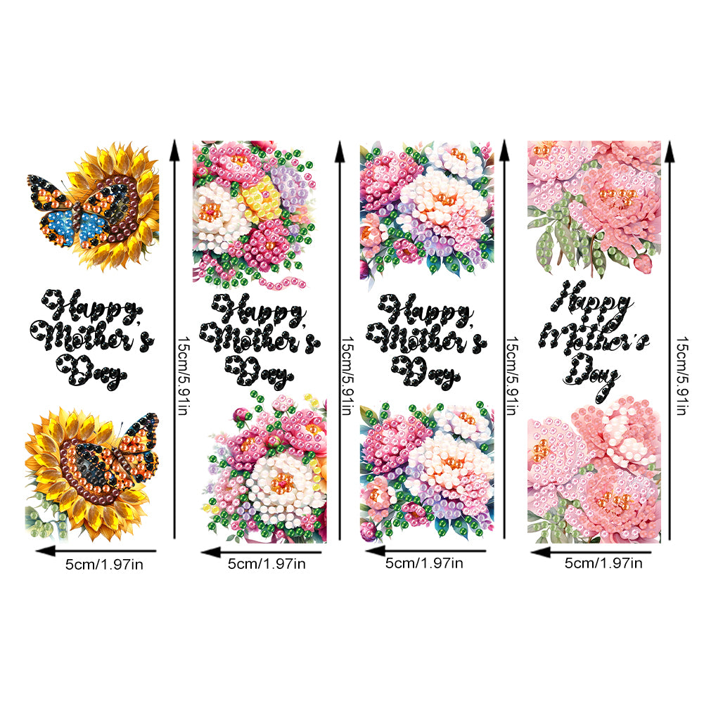 Animals 4Pcs Special Shape 5D DIY Diamond Painting Bookmark for Adults Beginners