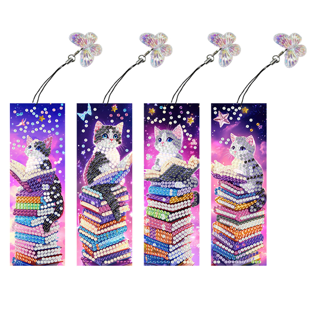Animals 4Pcs Special Shape 5D DIY Diamond Painting Bookmark for Adults Beginners