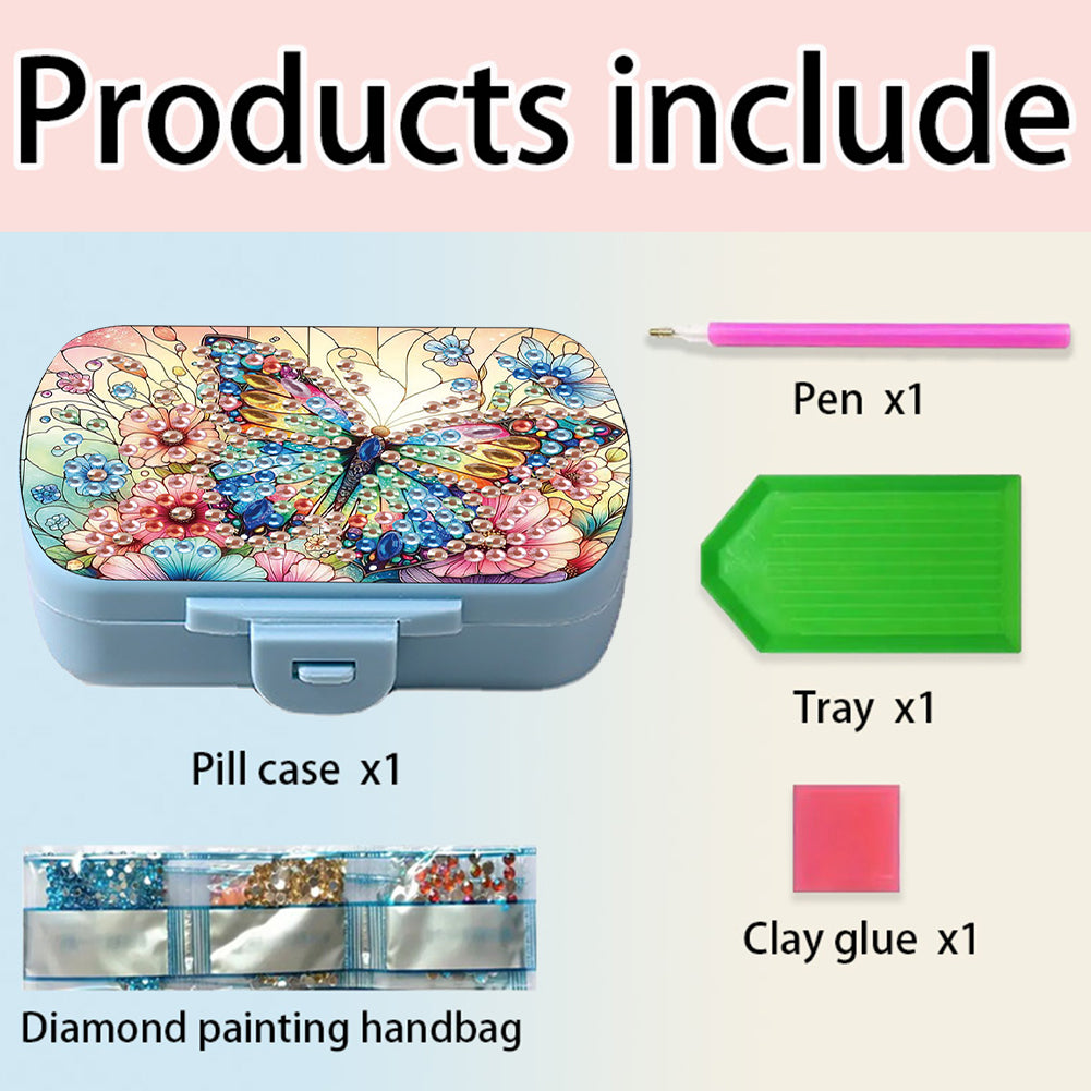 Flowers Diamond Painting Medicine Box Diamond Art Pill Storage Box for Art Craft