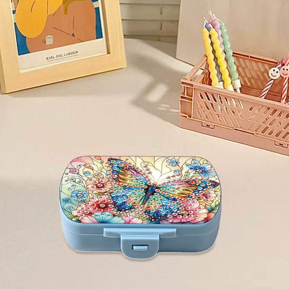 Flowers Diamond Painting Medicine Box Diamond Art Pill Storage Box for Art Craft