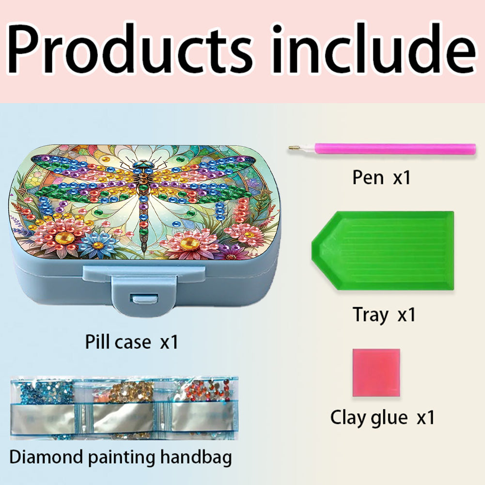 Flowers Diamond Painting Medicine Box Diamond Art Pill Storage Box for Art Craft