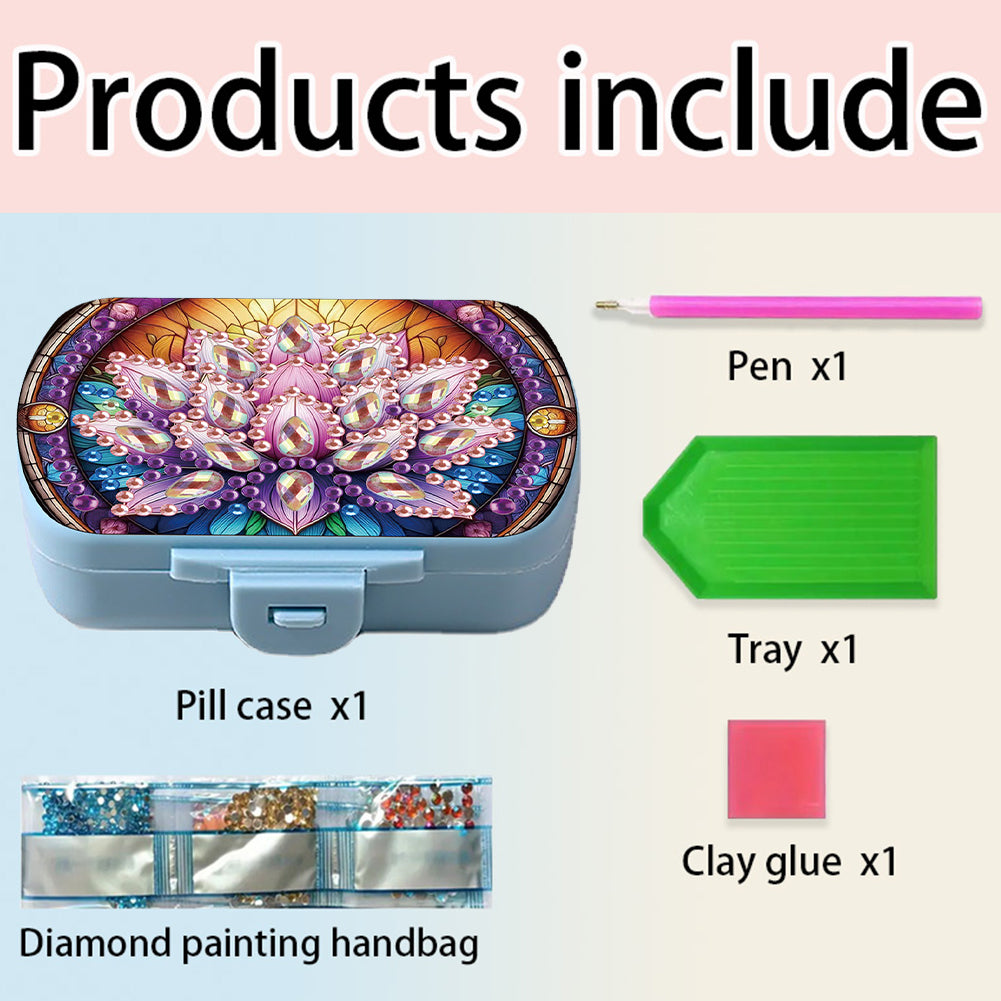 Flowers Diamond Painting Medicine Box Diamond Art Pill Storage Box for Art Craft