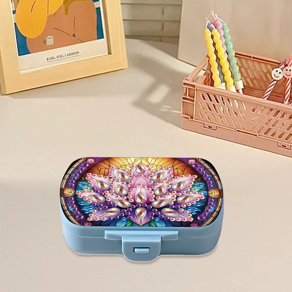 Flowers Diamond Painting Medicine Box Diamond Art Pill Storage Box for Art Craft