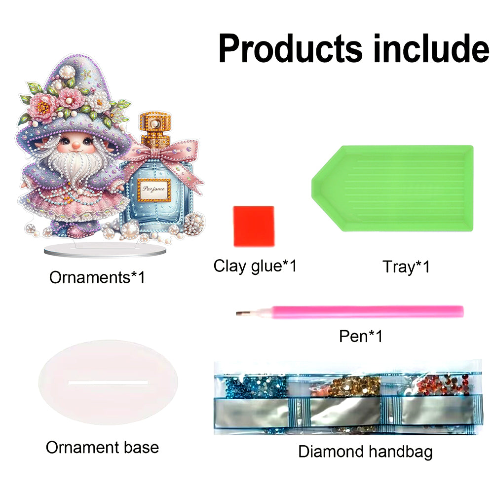 Acrylic Special Shape Teacup Gnome Desktop Diamond Art Kits Bedroom Table Decor