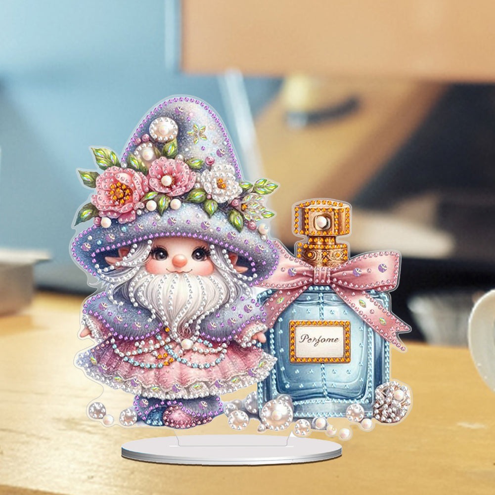 Acrylic Special Shape Teacup Gnome Desktop Diamond Art Kits Bedroom Table Decor