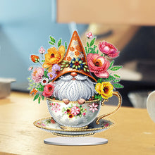 Load image into Gallery viewer, Acrylic Special Shape Teacup Gnome Desktop Diamond Art Kits Bedroom Table Decor
