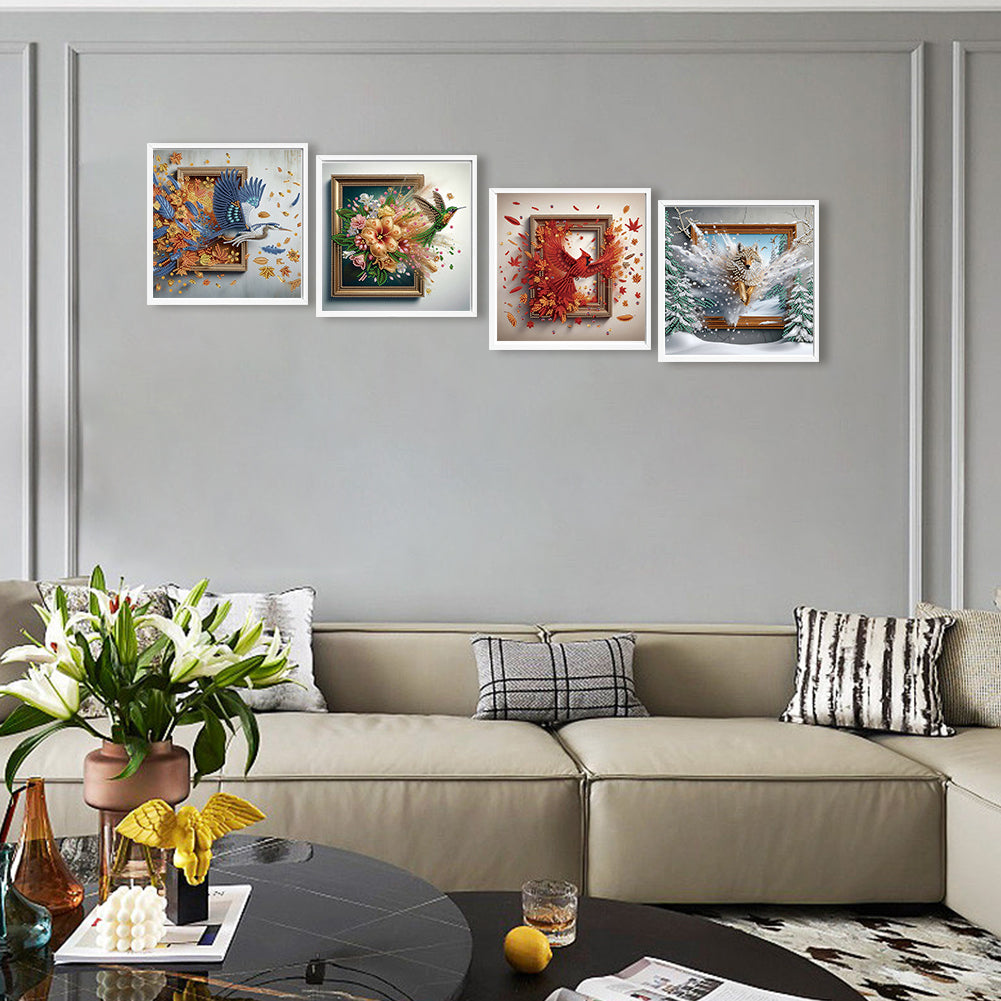 4pcs Partial Special Diamond Painting Set - Escape From The Frame (30*30CM)