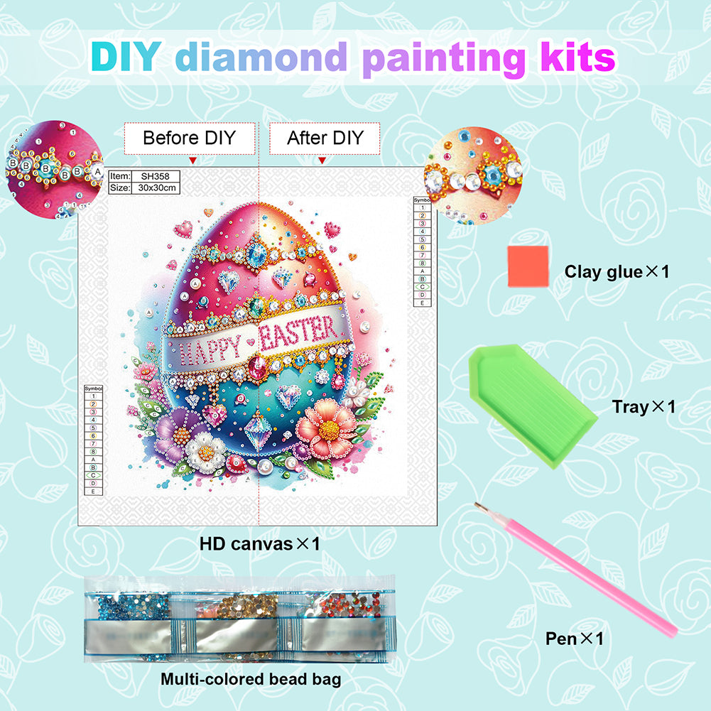 Diamond Painting - Partial Special Shaped - Easter Eggs (30*30CM)