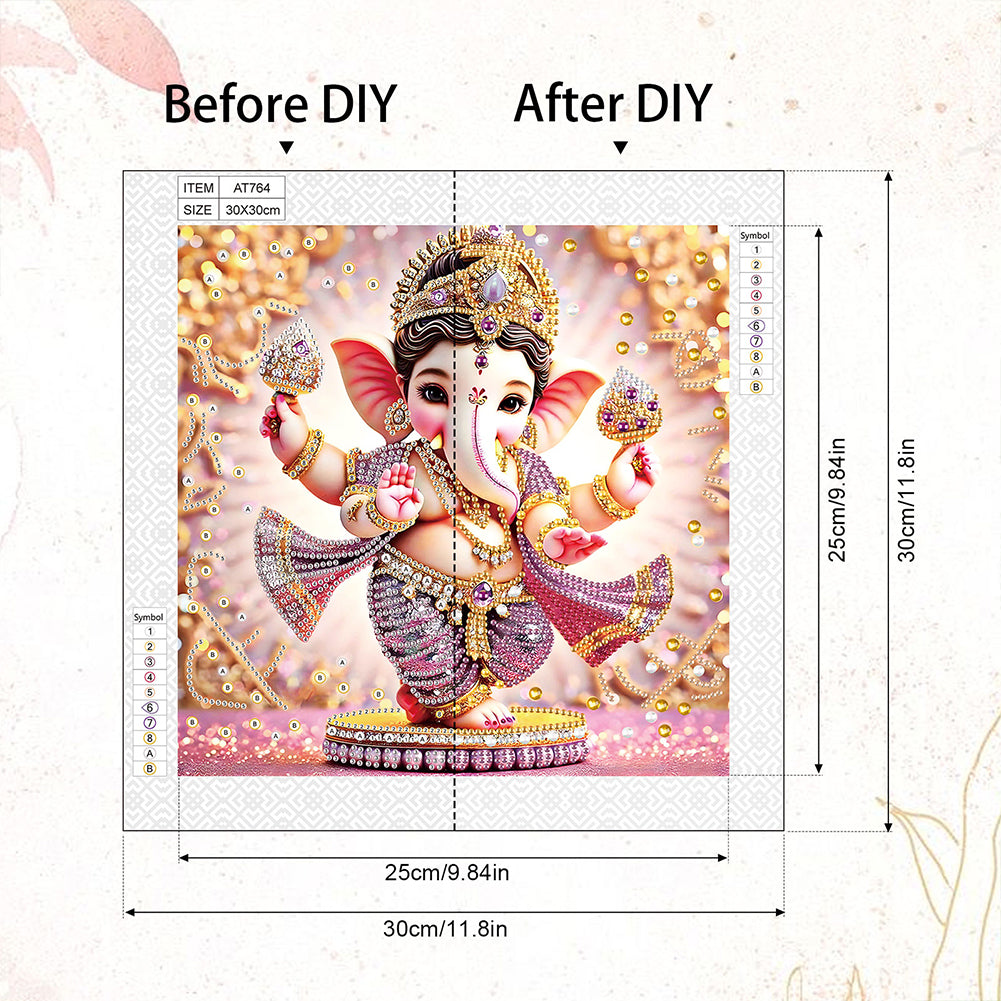 Diamond Painting - Partial Special Shaped - Ganesha Religion (30*30CM)