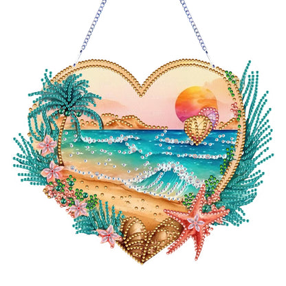 Acrylic Special Shape Love Beach Diamond Painting Hanging Pendant for Art Crafts