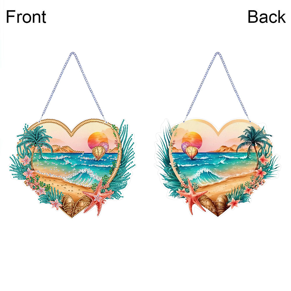 Acrylic Special Shape Love Beach Diamond Painting Hanging Pendant for Art Crafts