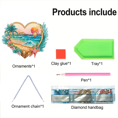 Acrylic Special Shape Love Beach Diamond Painting Hanging Pendant for Art Crafts