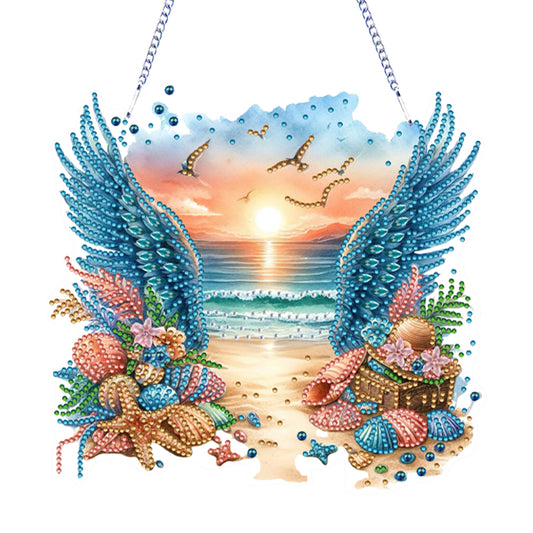 Acrylic Special Shape Love Beach Diamond Painting Hanging Pendant for Art Crafts