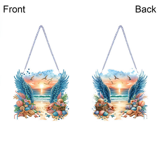 Acrylic Special Shape Love Beach Diamond Painting Hanging Pendant for Art Crafts