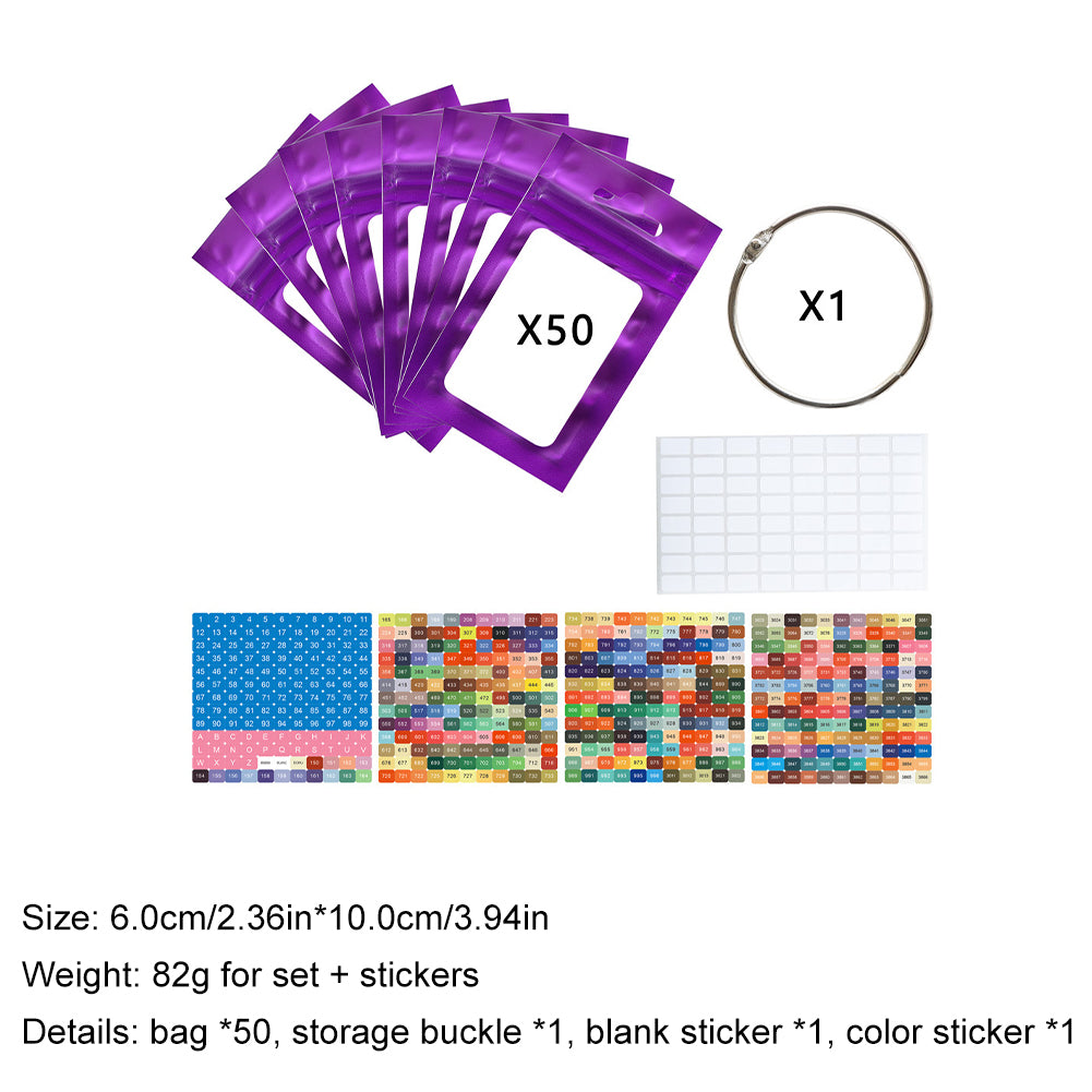 50pcs DIY Diamond Painting Tools Self Adhesive Bags for Craft Supplies Storage