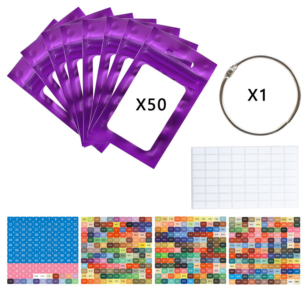 50pcs DIY Diamond Painting Tools Self Adhesive Bags for Craft Supplies Storage