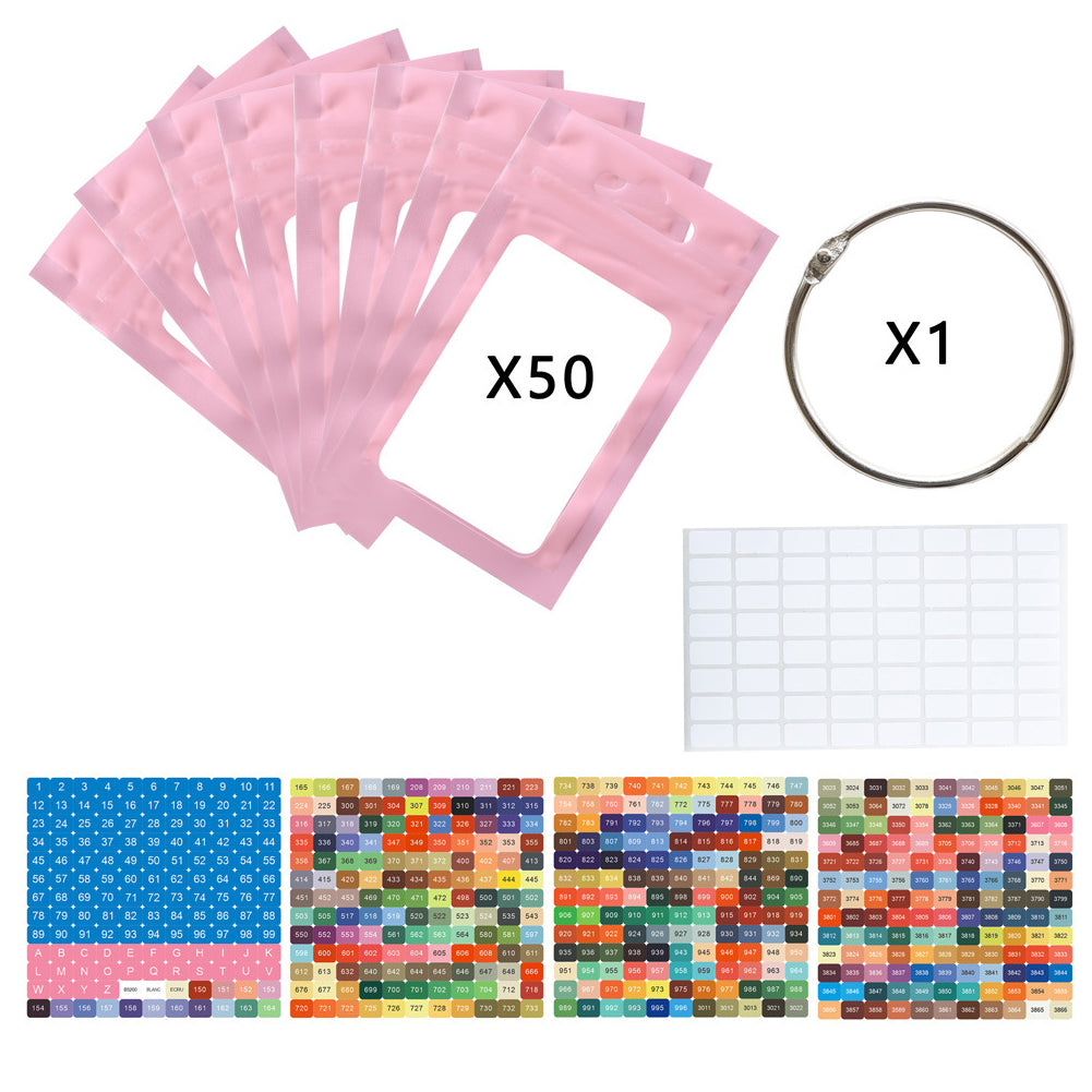 50pcs DIY Diamond Painting Tools Self Adhesive Bags for Craft Supplies Storage