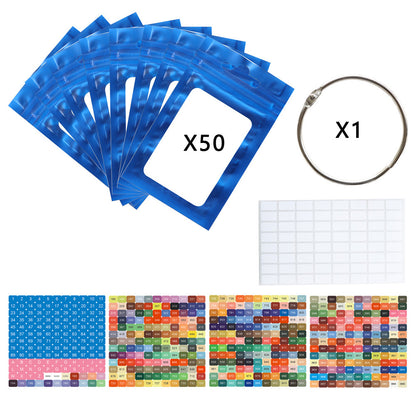 50pcs DIY Diamond Painting Tools Self Adhesive Bags for Craft Supplies Storage