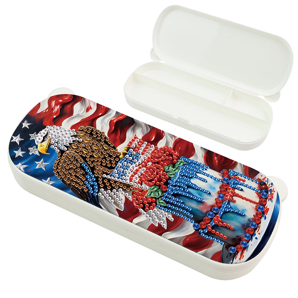 Diamond Painting Storage Box Independence Day Wooden Jewelry Case for Art Crafts
